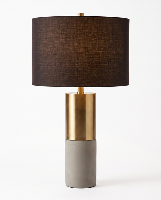 Hampton Hill Fulton Tbl. Lamp, Gold Metal Top, Gray Concrete Base 27.5"H