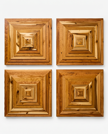 Hand Crafted Natural Wood Wall Panel 24"Sq (4 available)