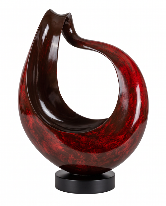 High Gloss Looped Design Crimson Sculpturre 25.5H