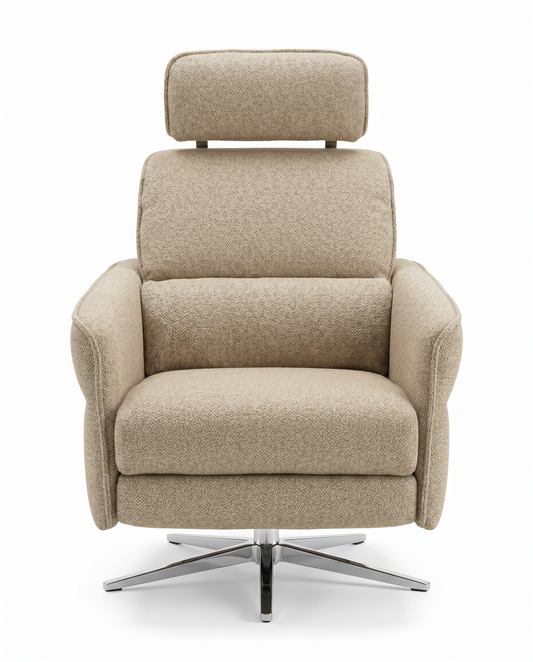 Himolla Aura Swivel Recliner Chr., Headrest Concealed in Backrest 28 x 36 x 33