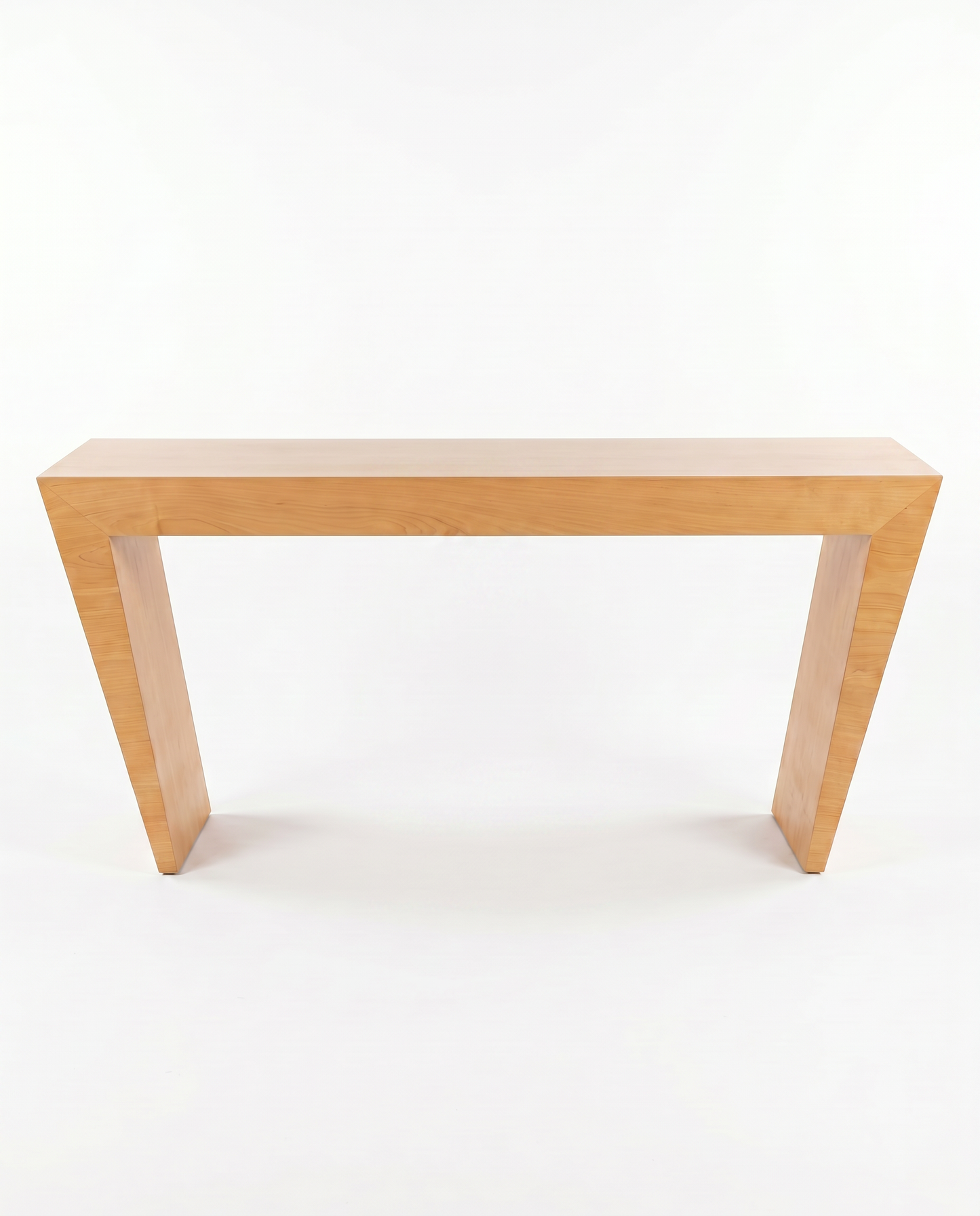 Honey Maple Geometric Mitered Wood Console 72W 20D 30.5H