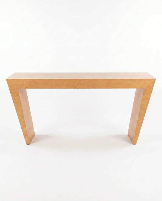 Honey Maple Geometric Mitered Wood Console 72W 20D 30.5H