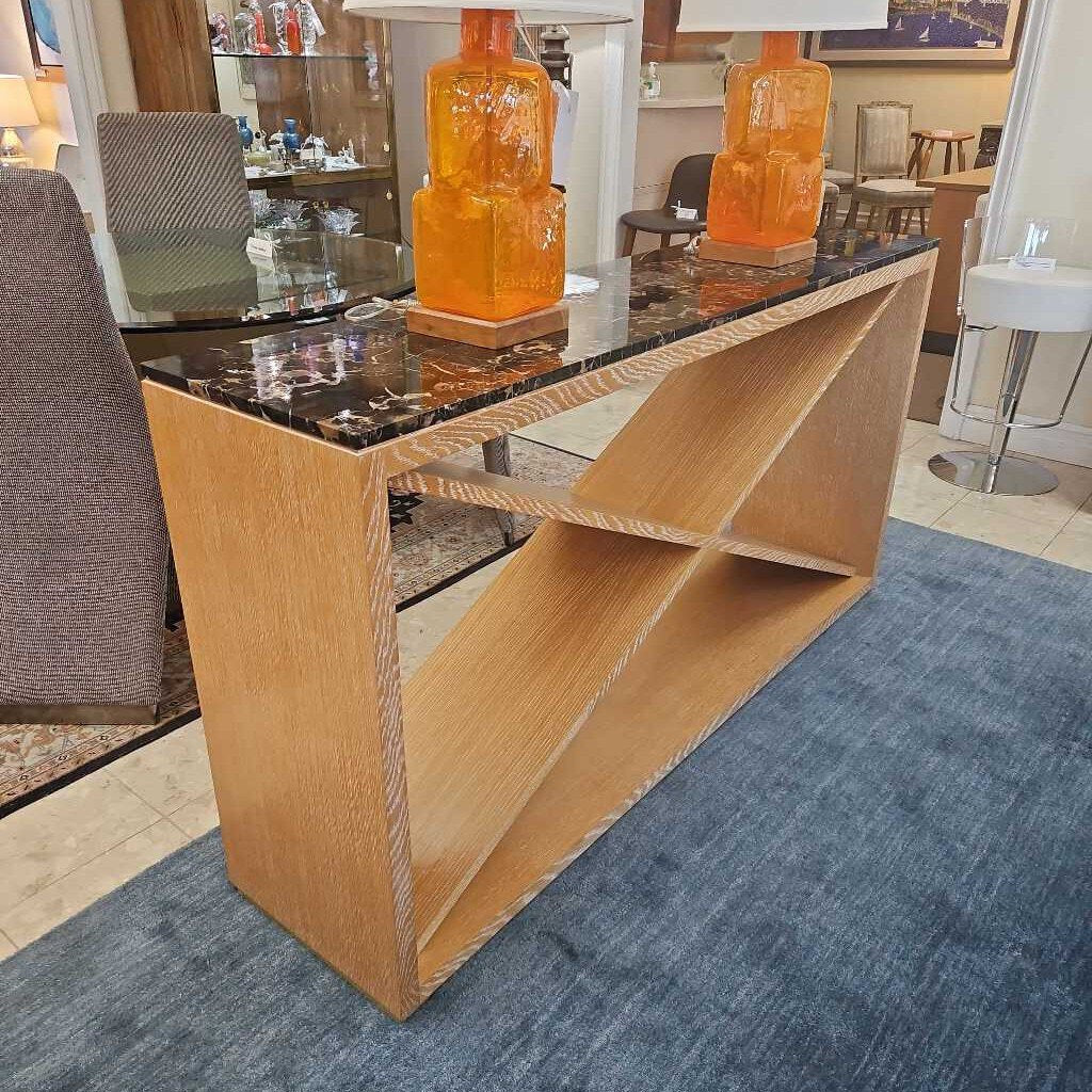 Custom Made Blonde Criss Cross Console w/Black Marble