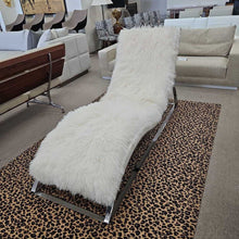 Load image into Gallery viewer, Chaise Lounge, White Enamel, Stainless Steel &amp; White Fur

