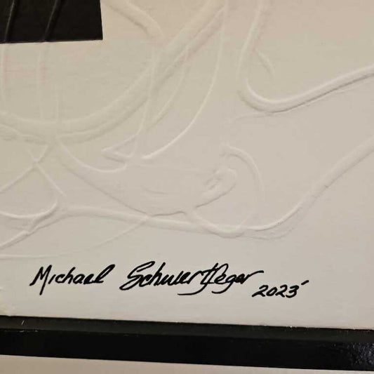 "Australian Opal" Original Acrylic on Canvas Signed Michael Schwertfeger, Custom Frame 49.5W 85.5H