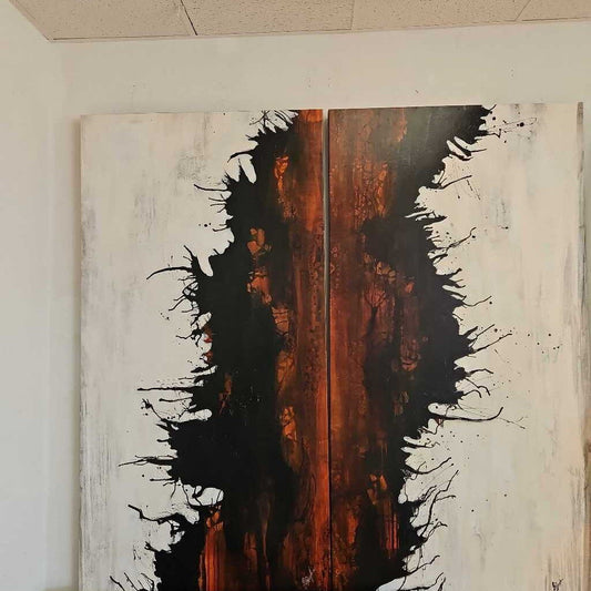 "Give or Take I & II" Original Acrylic Diptych Painting on Canvas by Farrell Elizabeth Douglass