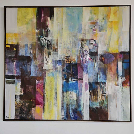 Large Pastel Abstract, Acrylic on Canvas Signed, Vento