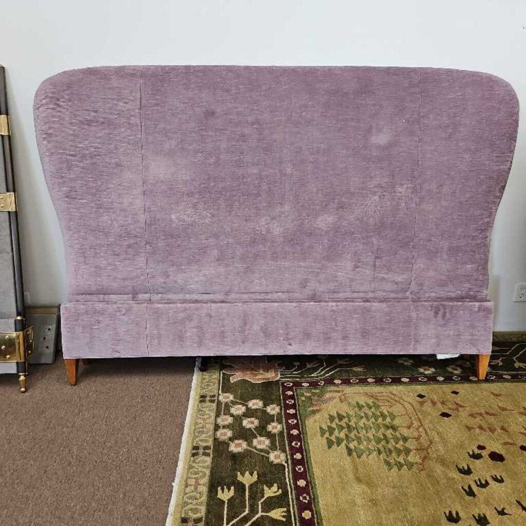 Lavender Velvet Standard King Bed, Wingback-Style Headboard 78W 81L 60H