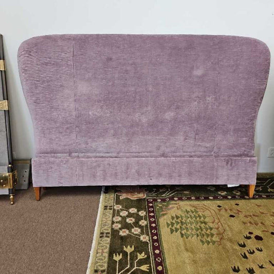 Lavender Velvet Standard King Bed, Wingback-Style Headboard 78W 81L 60H