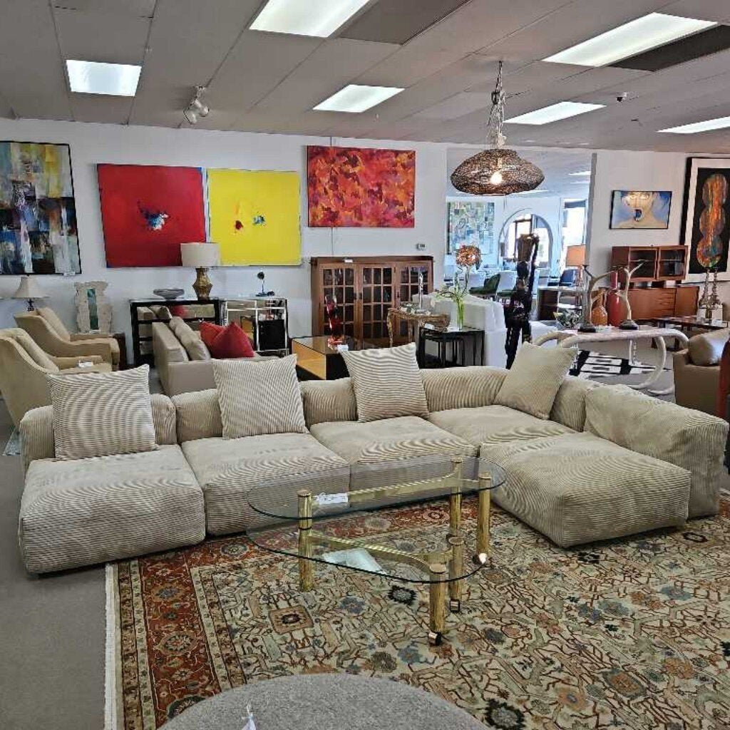 Vetsak Modular Sofa 11pcs, Sand Cord Velour 11'4"W - AS SHOWN