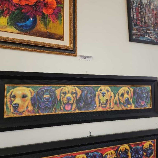 "Lets Play Ball" Original Acrylic on Canvas in The Style of Tom Mosser 54.25W 14.75H