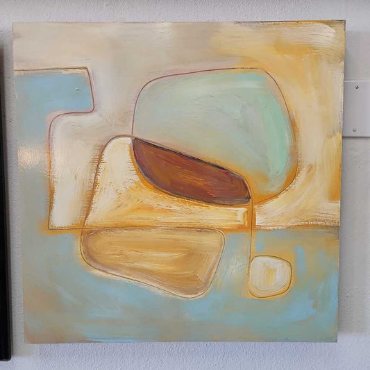 Shawn Savage Lacquered Tranquil Color Abstract on Board 24"Sq.