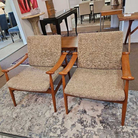 Finn Juhl "Spade" Danish Teak Chairs by John Stuart Inc 29W 32D 32H - PAIR