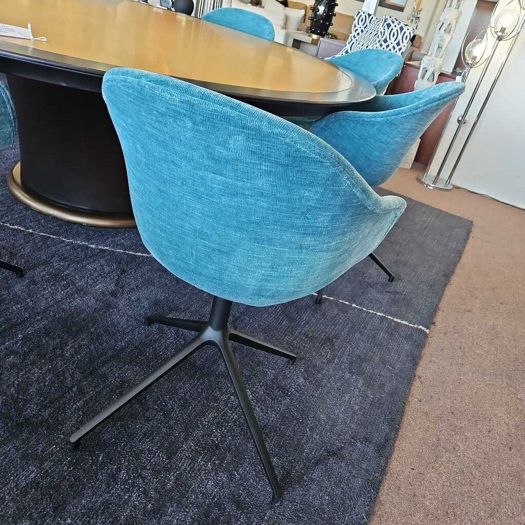 BoConcept Adelaide Chairs w/Swivel Function, Blue Upholstery 23.5W 24D 33.5H - SET OF 8