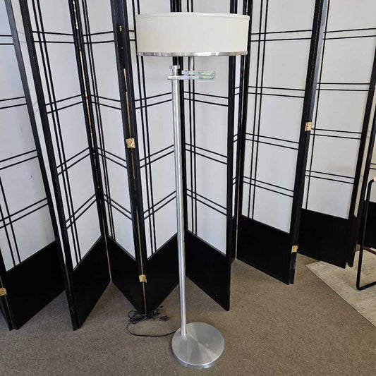 Art Deco Brushed Aluminum Flip Top Floor Lamp Attributed to Kurt Versen 62.5H