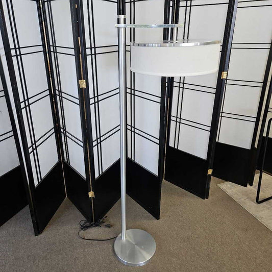 Art Deco Brushed Aluminum Flip Top Floor Lamp Attributed to Kurt Versen 62.5H