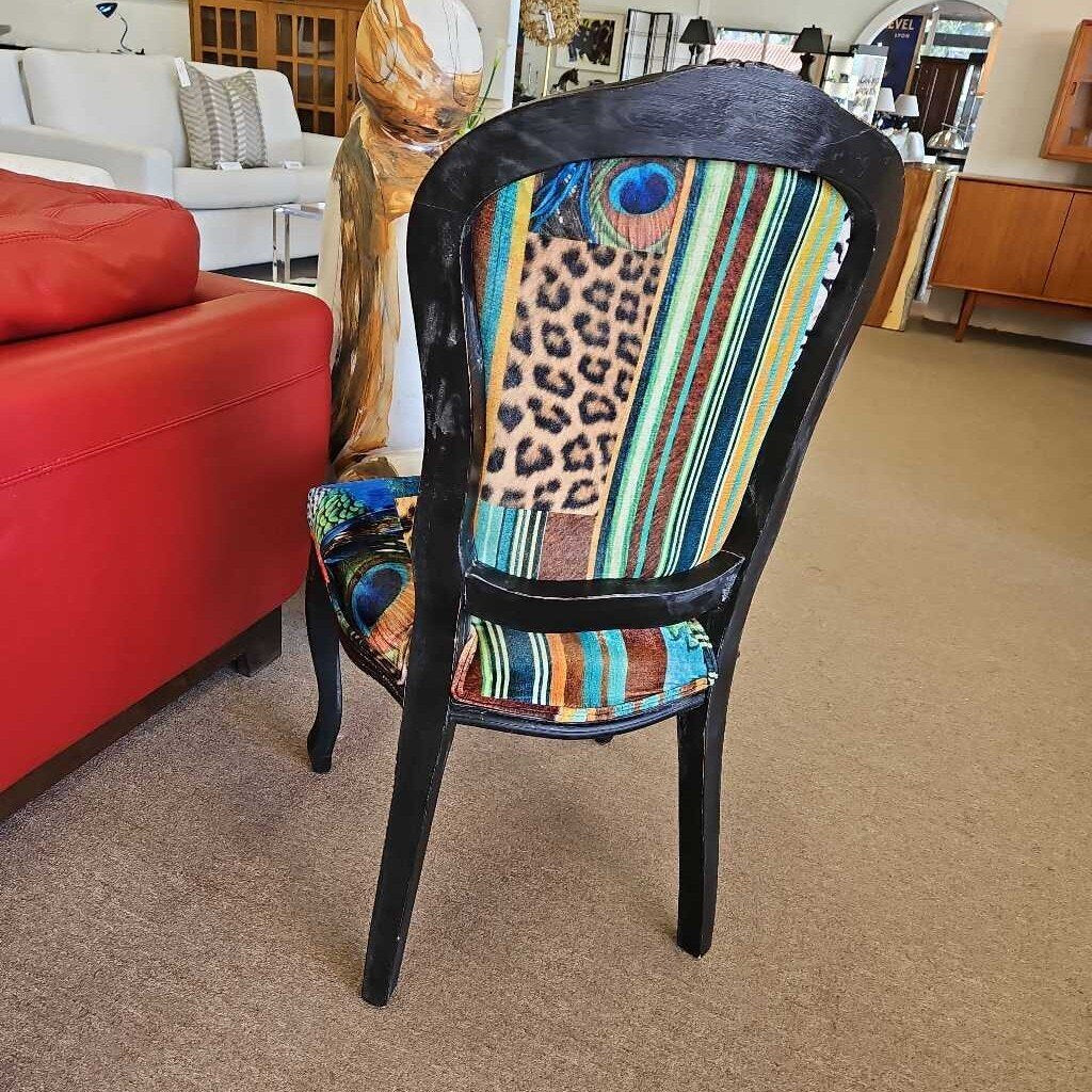 Whimsical Accent Chair w/Patchwork Upholstery Distressed Frame 20.5W 22D 40H