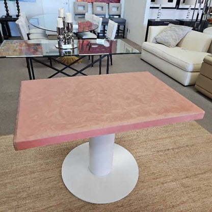 Pink Swirl Pedestal Table, High Quality Epoxy Resin on Hardwood by Louiet Designs 45.5D 30D 30H