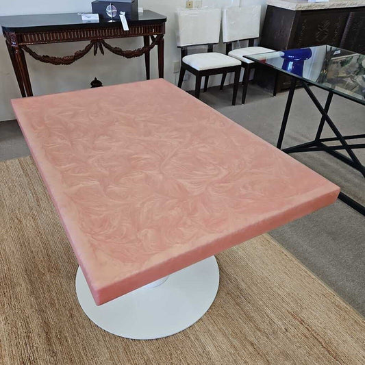Pink Swirl Pedestal Table, High Quality Epoxy Resin on Hardwood by Louiet Designs 45.5D 30D 30H