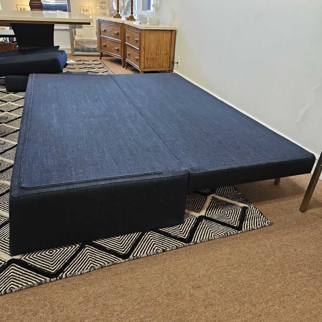Blu Dot Blue Sofa w/Metal Legs, Converts to Queen Sleeper 80W 32D 31H