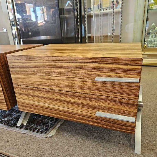 Vesta Home Tigerwood Nightstands, Metallic Legs (PAIR) 25 x 15.75 x 16.5