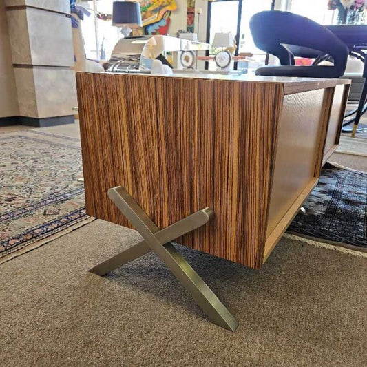 Vesta Home Tigerwood Nightstands, Metallic Legs (PAIR) 25 x 15.75 x 16.5