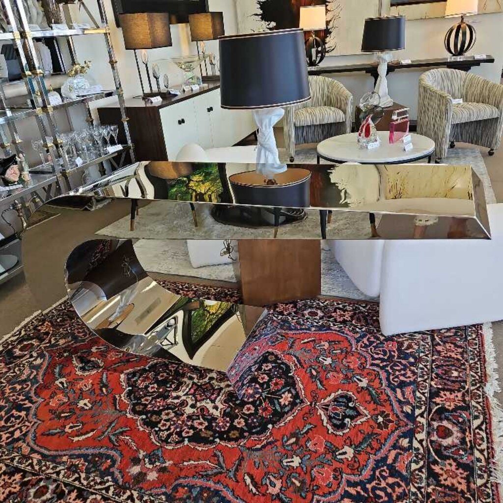 Italian Modern Polished Steel Console, In The Style of Marzio Cecchi 67.5 x 17.75 x 32.25