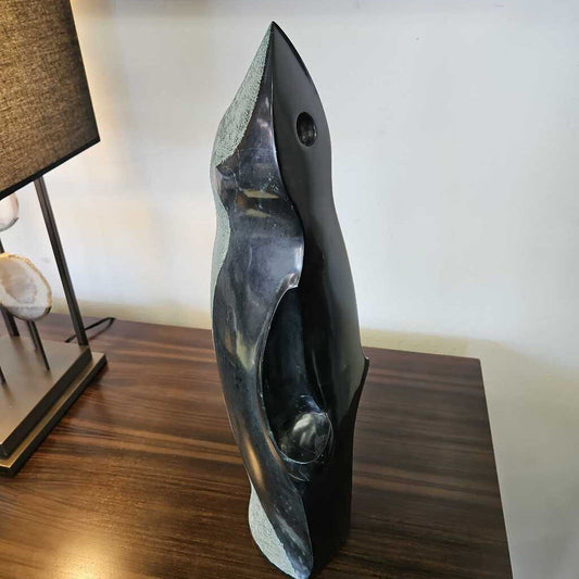 "Sentiel" Original Stone Sculpture by Don Carlos Andrade, Hand Carved, Hand-Held Tools 22H