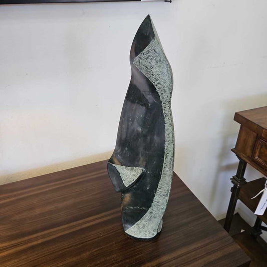 "Sentiel" Original Stone Sculpture by Don Carlos Andrade, Hand Carved, Hand-Held Tools 22H