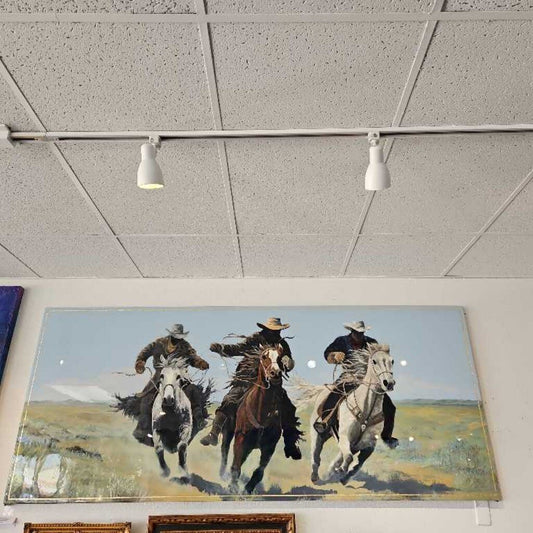 "The Faceless Cowboys" on Board, Original Art by Rolland Sones 96" x 40"