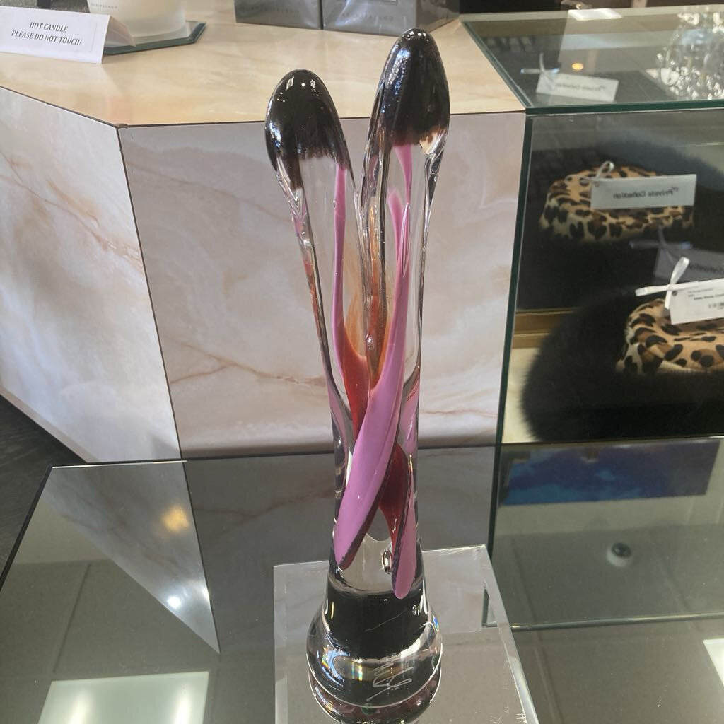 Signed Giovanni for Murano Style Stretch Art Glass Sculpture 14.5H