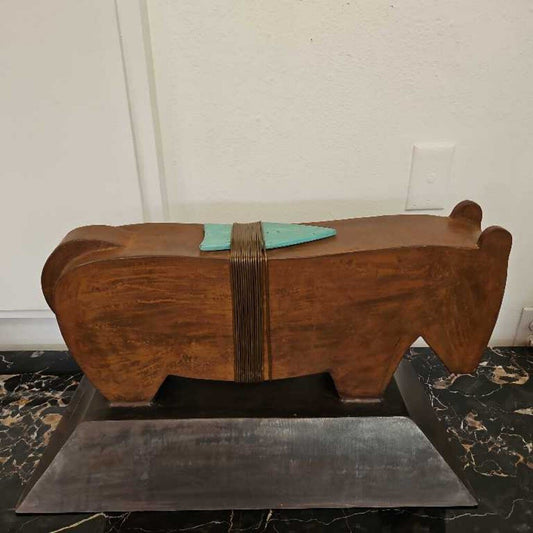 Signed E. Martin Reynolds Native Bronze Bear Sculpture 24W 12.5D 3.5H