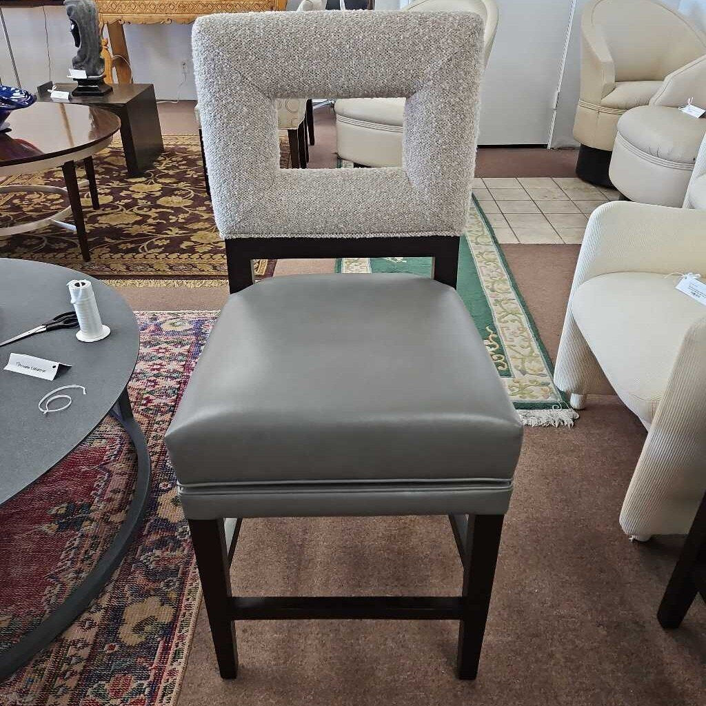 Grey Leather w/Uphols Back Swivel Bar Chairs SET OF 3 20 x 21 x 42.5"