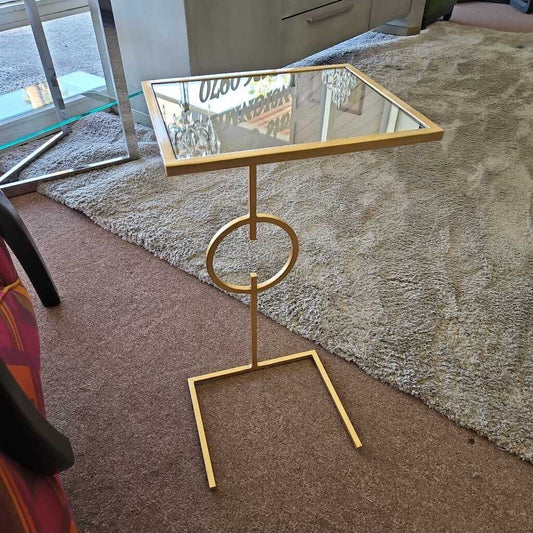Worlds Away Georgia Cigar Table, Gold Leaf, Geometric Detail 12W 10D 26H