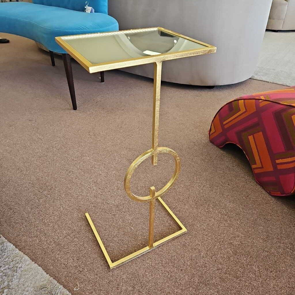Worlds Away Georgia Cigar Table, Gold Leaf, Geometric Detail 12W 10D 26H