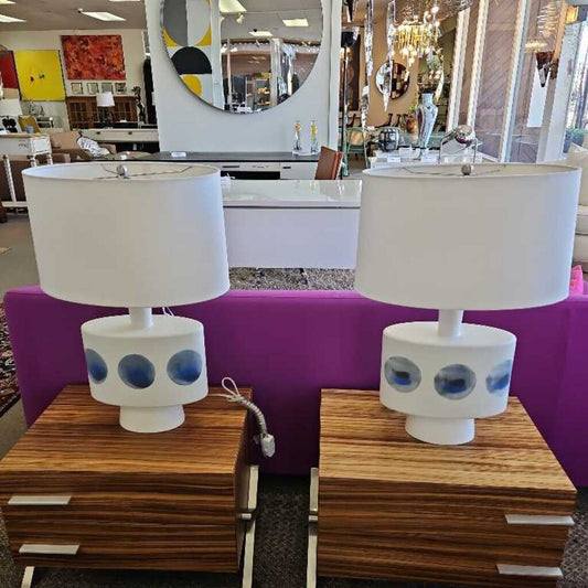 Blue Point Table Lamps by Hudson Valley Lighting, Ceramic Base 27H - PAIR