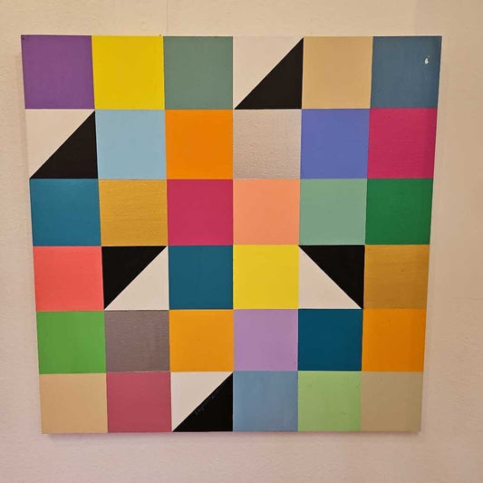 Pastel Prisms Acrylic on Board by Elizabeth Sutton Collection 24Sq