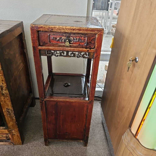 Chinese "Hongmu" Tea Table w/Carved Panels 12Sq 33H