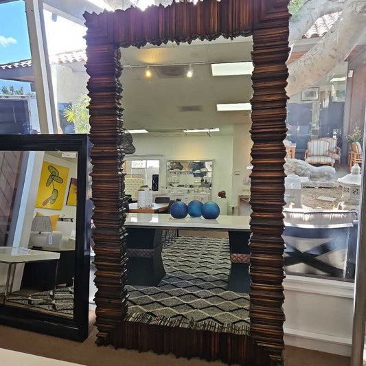 Baroque Mirror, Framed of Pressed Alder Wood Pieces 52W 91H