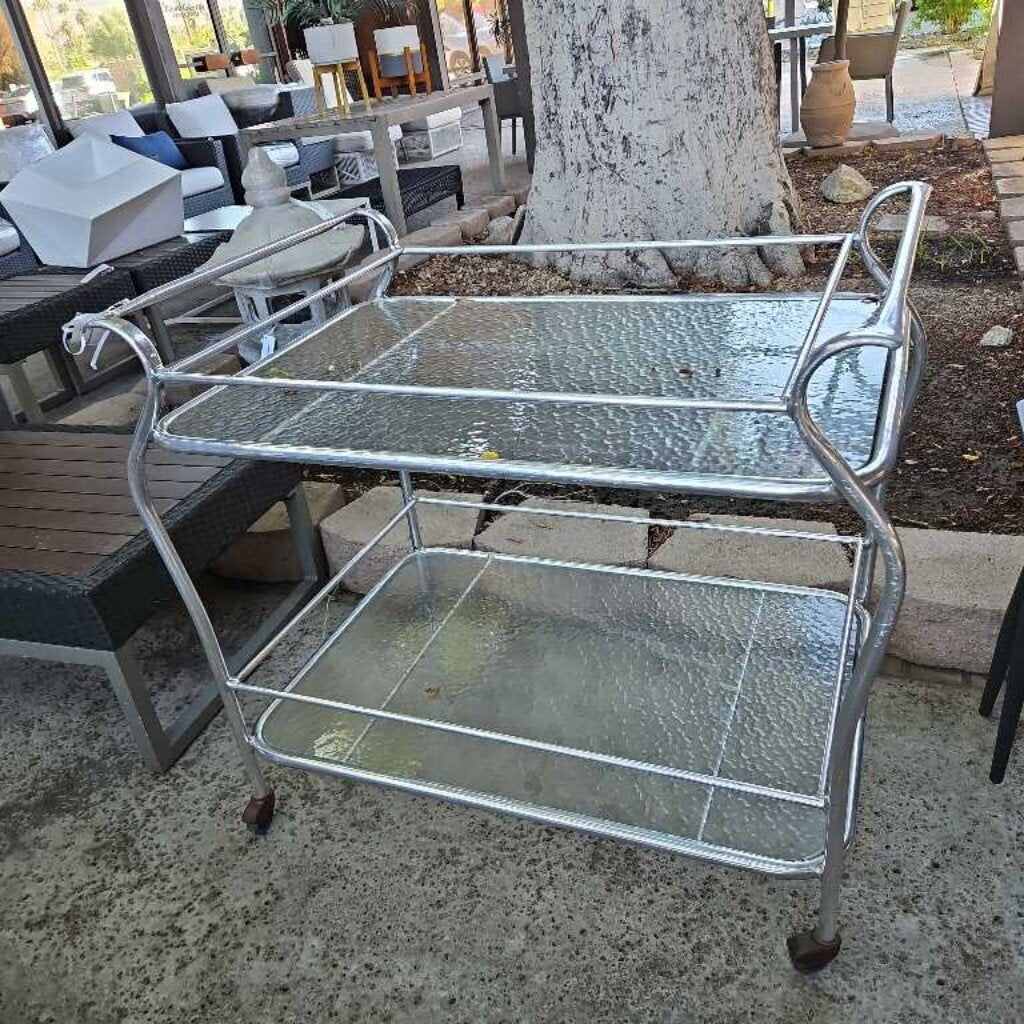 Vintage-Style Chrome & Glass Serving Trolley 40 x 26 x 35