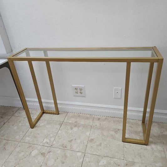 Modern Glass & Brass Console Table 42 x 10 x 29