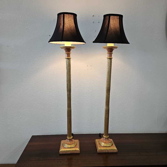 Vintage Brass Candlestick Floor Lamps 46.5H - PAIR