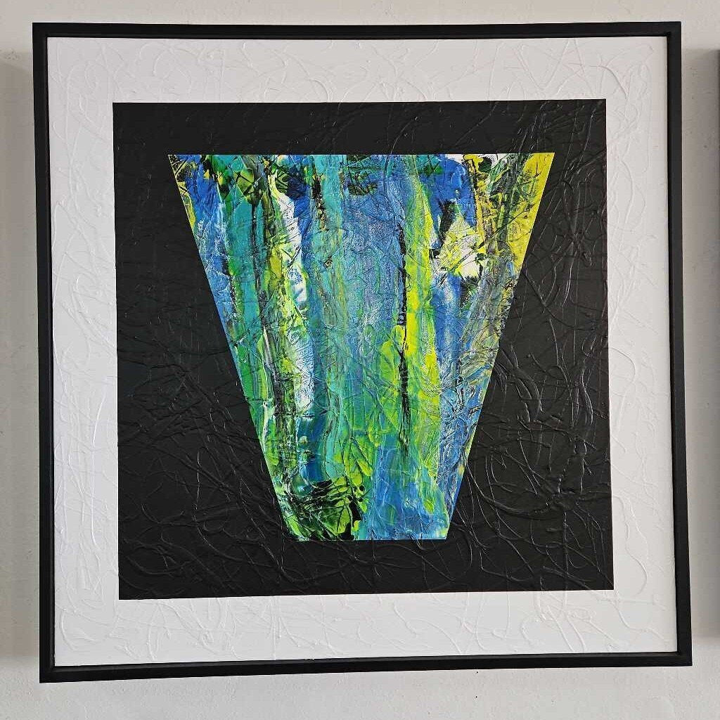 "Keystone" Signed Framed Abstract 41.25"Sq