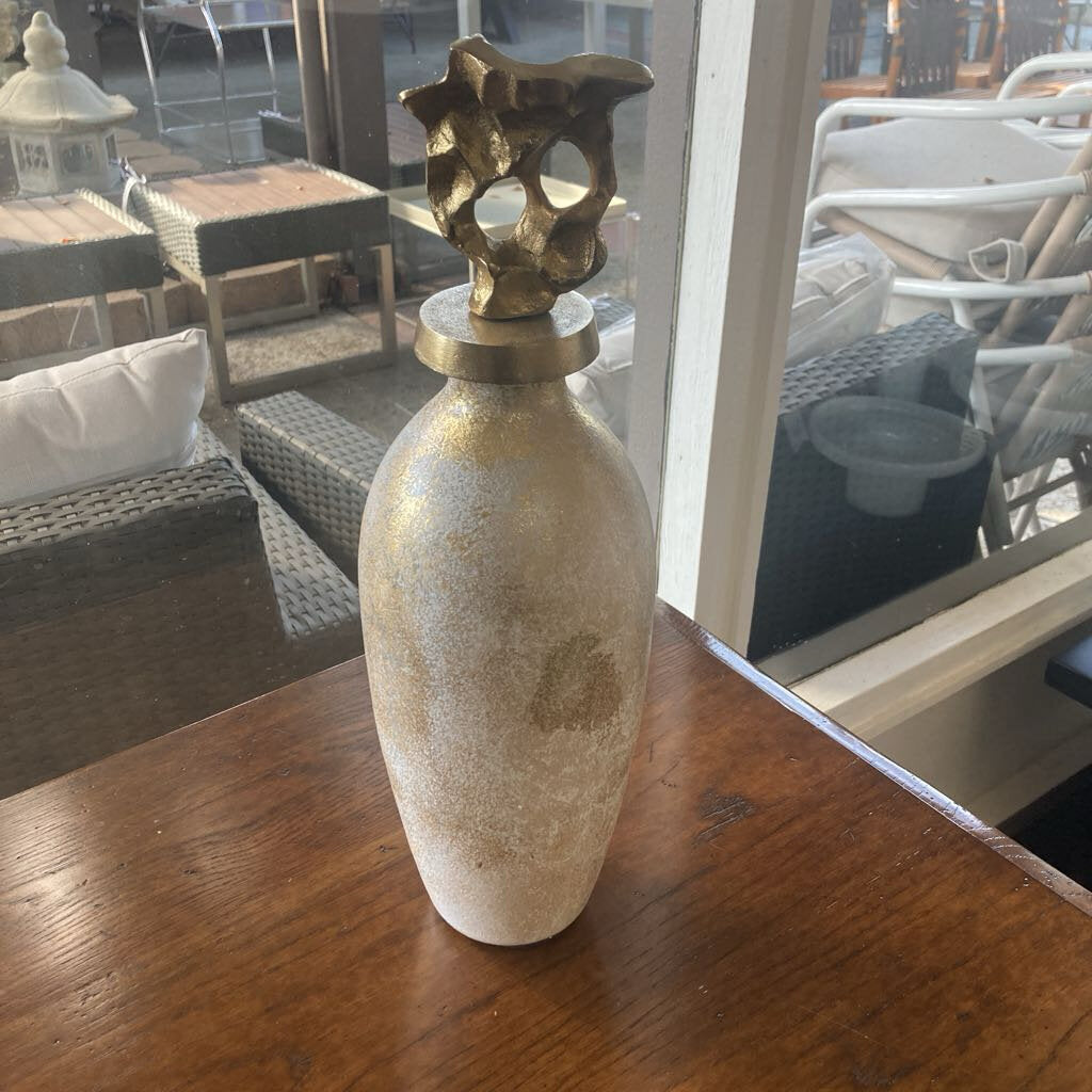 Glass & Aluminum Jar/Vessel- Decorative Purposes Only 16.5H