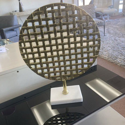 Gold Mesh on Marble Base Centerpiece 17.5H