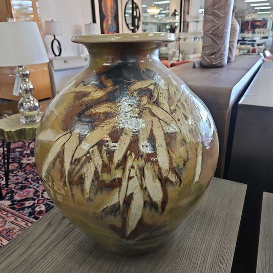 Vintage Pacific Stoneware Vase 1971, Bamboo Design 15 Dia x 19.5H