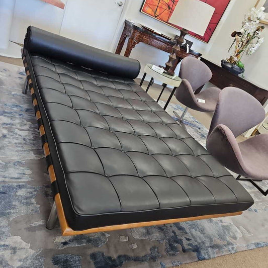 Barcelona Daybed, Black Ltr. Mies Van Der Rohe Design 79 x 39 x 23.5"