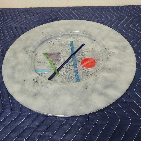 Handmade Art Fused Glass Bowl 17 Dia.
