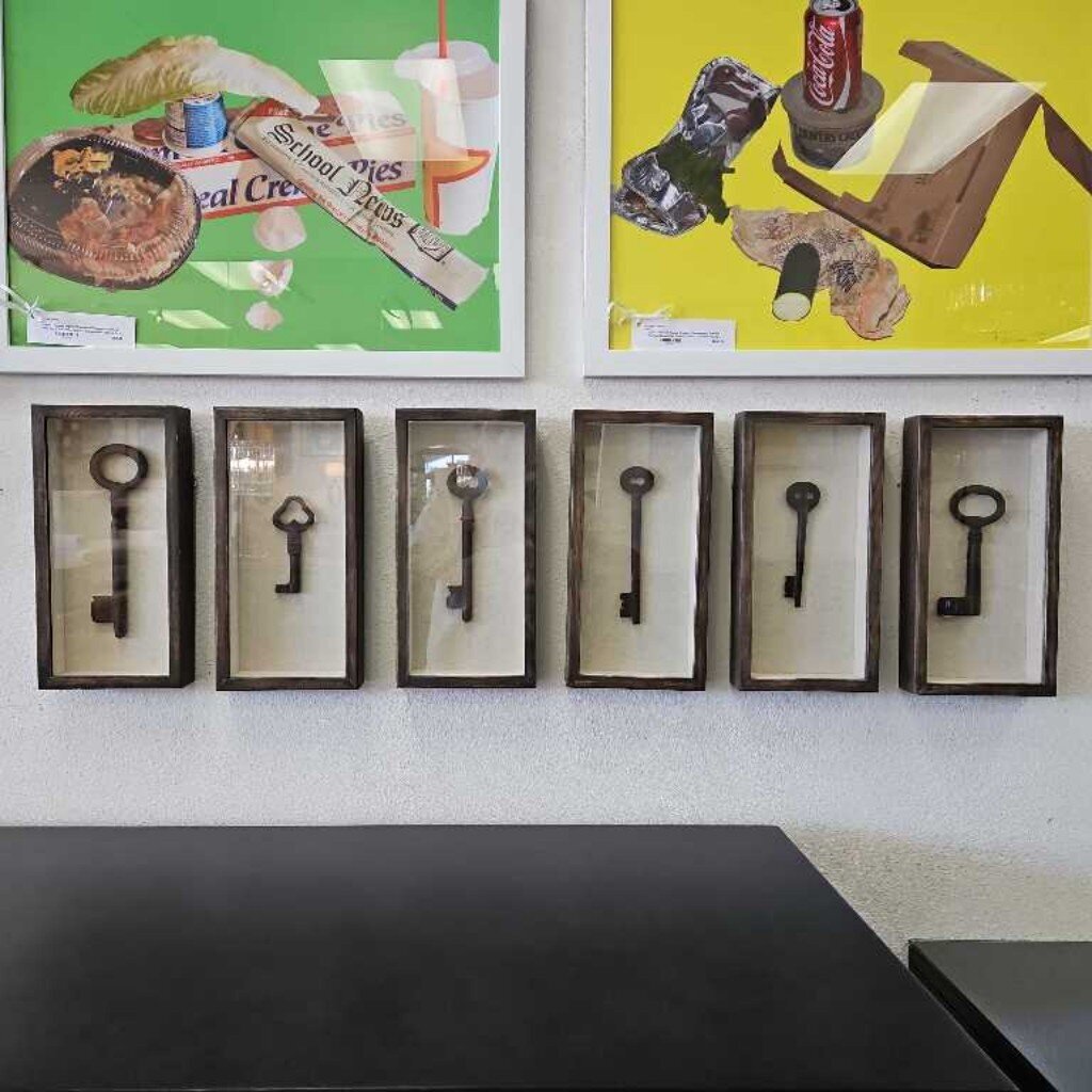 Restoration Hardware Vintage Skeleton Key Shadow Box Wall Art 6.5 x 13 - SET OF 6