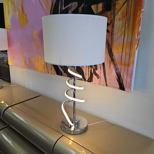 Talijah Spiral Metal Table Lamps, white Shades 26.75H - PAIR